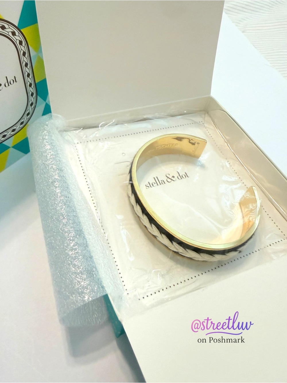 Stella & Dot Illuminate Cuff - Black White Gold ~ Mother Daughter Sister
